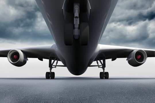 3D plane standing on the ground