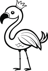 Obraz premium flamingo in a cute pose with a small crown on its head 