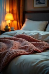 Cozy electric blanket warming a plush bed, ready for a restful night's sleep Perfect for winter comfort and relaxation , warmth, well-being, peaceful