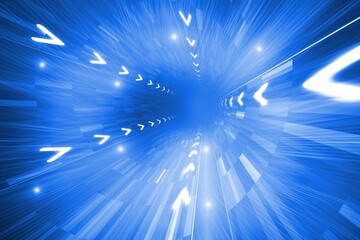 Bright futuristic arrows on blue background