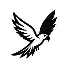 Obraz premium flying parrot with wings spread black vector out.eps