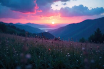 Dreamy, soft-focus landscape bathed in the ethereal glow of twilight Blurred lines create a sense of mystery and tranquility Perfect for backgrounds or evocative imagery , color, nature
