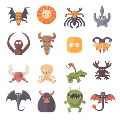 Fototapeta premium 2D Flat icon Cryptozoology & Mythical Creatures Icons isolated in White Background