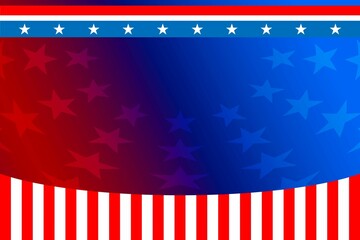 Patriotic motif blending red-to-blue gradient with stars-stripes flat design transparent background © vectorfusionart