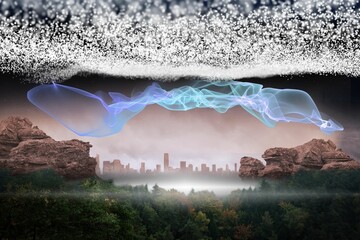 Bright stars of energy over landscape © vectorfusionart