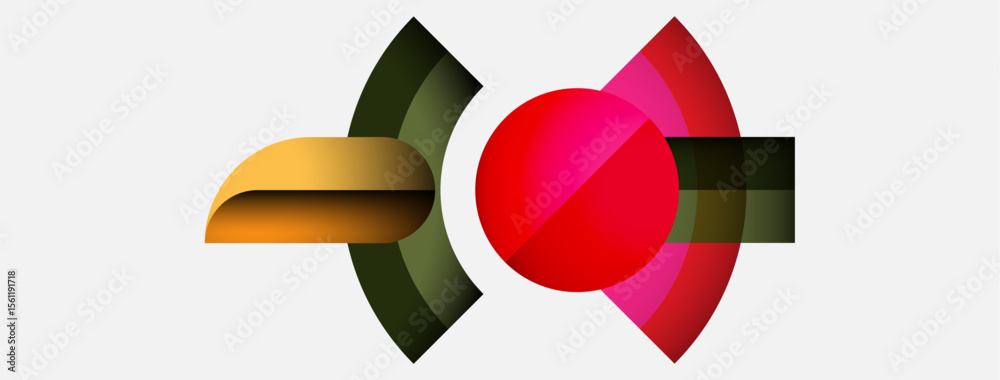 Aufkleber Abstract graphic design. Overlapping shapes create dynamic visual effect. Colors blend, forming modern composition. Simple, bold presentation.
