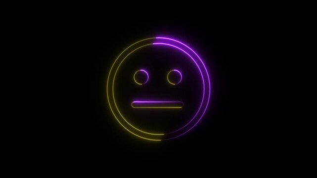 a glowing neon face Imogen icon animation video on black background 