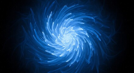 Captivating Blue Energy Vortex Swirls with Cosmic Particles in Abstract Space Background