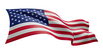 Fototapeta premium Waving American Flag: A Symbol of Freedom, Patriotism, and National Pride Against a Clean Black Backdrop, Celebrating United States Ideals