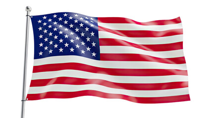Fototapeta premium The American Flag Flies Gracefully: An Inspiring Symbol of Patriotism and Independence in a Gentle Wind on a Black Background