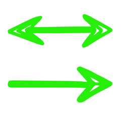Two bright green arrows pointing in opposite directions on a white background