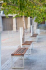 Defocused image of empty benches