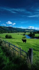 Serene rural landscape at twilight