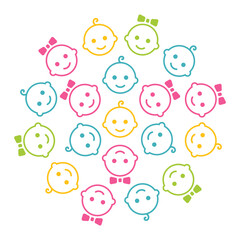 Colorful Circle Pattern with Baby Faces