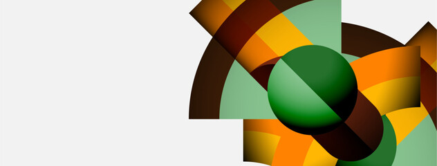 Obraz premium Abstract geometric composition. Overlapping shapes create dynamic visual interest. Warm, cool colors blend, forming modern design.