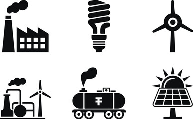 Energy and Power Icons Set –Energy and Power Icons Vector Silhouette.