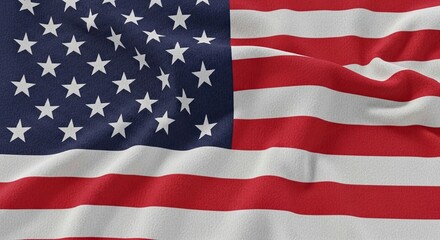 Naklejka premium Waving Glory: Close-up of the American Flag in Motion, Symbolizing Patriotism, Independence, and National Identity on a Textured Fabric