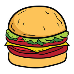 Beef Burger With Double Layer of Patties Vector Illustration