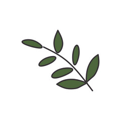 cute floral elements with soft colors and outlines. flowers, leaves, stems