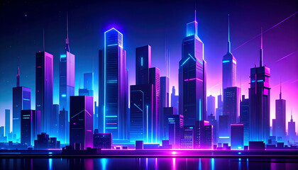 Digital Urban Glow: Abstract Sci-Fi Cityscape