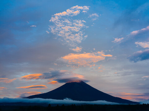 Mount Fuji at Sunrise with Dramatic Clouds
