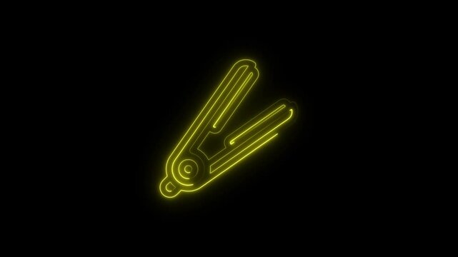 a glowing neon stabler icon animation video on black background motion graphic 
