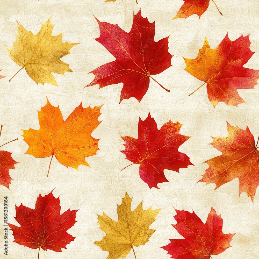 Wall mural realistic seamless autumn leaf pattern for background use