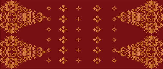 Traditional "Songket" textile pattern featuring intricate geometric and floral motifs