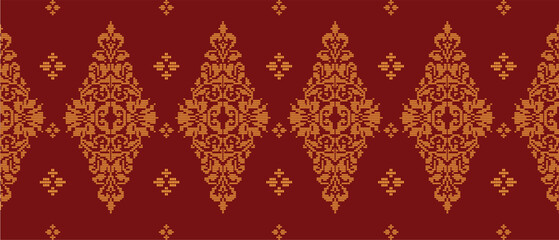 Traditional "Songket" textile pattern featuring intricate geometric and floral motifs