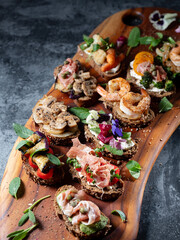 Variety of mini sandwiches, open sandwich
