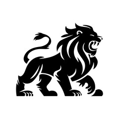 Royal heraldic lions. Black silhouette of rampant lion and griffins for logo or coat of arms. Premium wild animal crest symbols.	
