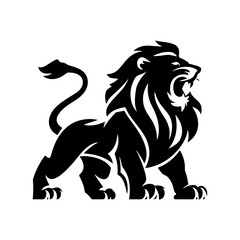 Royal heraldic lions. Black silhouette of rampant lion and griffins for logo or coat of arms. Premium wild animal crest symbols.	
