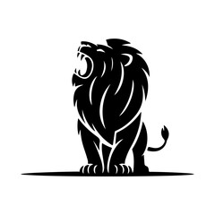 Royal heraldic lions. Black silhouette of rampant lion and griffins for logo or coat of arms. Premium wild animal crest symbols.	
