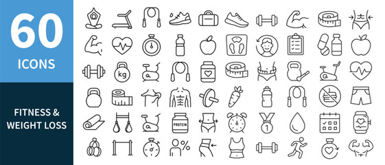 Fitness and weight loss icons exercise health