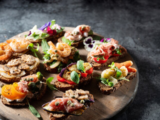  Variety of mini sandwiches with cream cheese, 