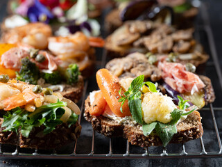  Variety of mini sandwiches with cream cheese, 