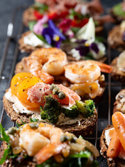  Variety of mini sandwiches with cream cheese, 