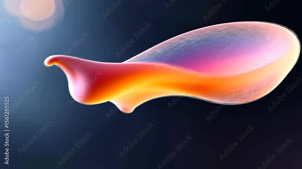 Wall mural abstract flowing form with gradient colors and light effects against a dark background. smooth, orga