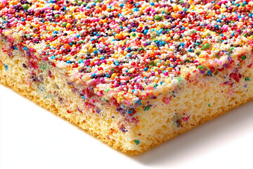 Rainbow funfetti cake with sprinkles.