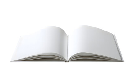 Obraz premium Photo of an open book with blank white pages, isolated on transparent background