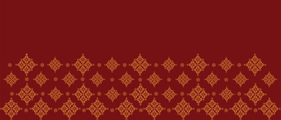 Traditional "Songket" textile pattern featuring intricate geometric and floral motifs © walinongsari