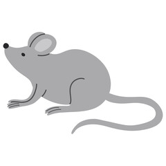 Hand drawn cartoon illustration of a grey mouse 