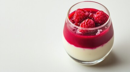 Raspberry dessert in glass