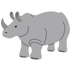 Hand drawn rhinoceros cartoon illustration 