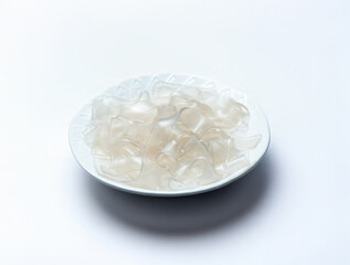 Boiled flat noodles on a plate