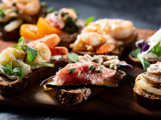 Variety of mini sandwiches ,open sandwich