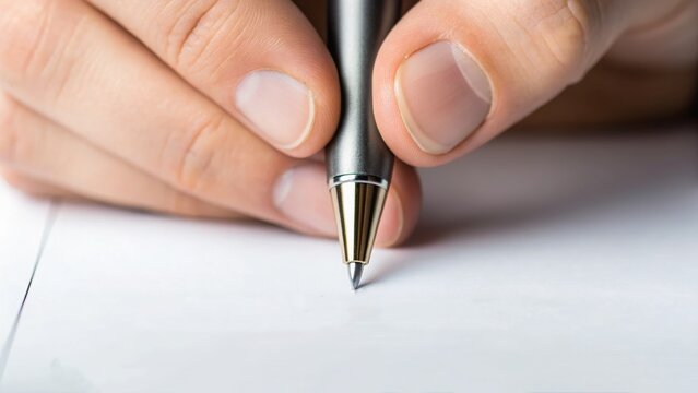 Joint effort leads to great results. Close-up of hands holding a pen, ready to write on a blank sheet of paper.