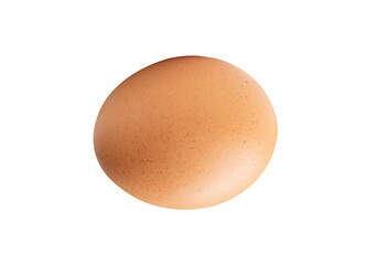 Top view of single brown chicken egg isolated with clipping path in png file format