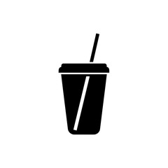 Illustration of a disposable cup with a lid and straw, ideal for beverages and drinks design use