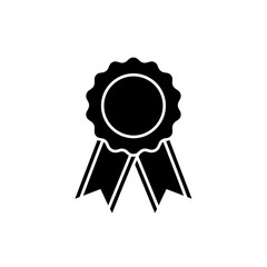 Illustration of a rosette with ribbons signifying achievement or recognition and symbol of success